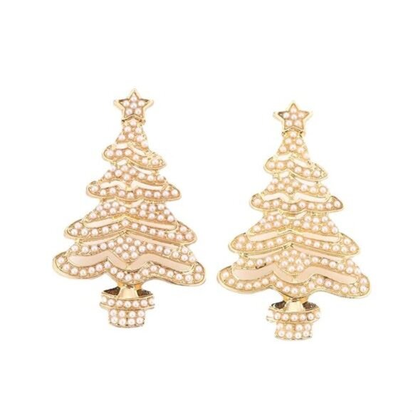 Christmas Tree Rhinestone Earrings - Picture 2 of 7